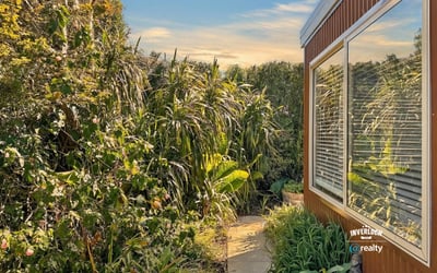 Discover a vibrant garden pathway leading to a bright and inviting home filled with natural light.