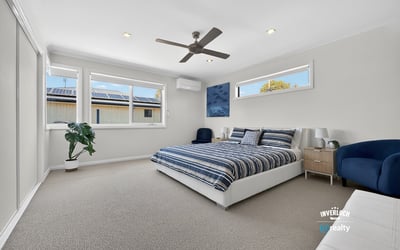 Bright and spacious bedroom featuring large windows, modern amenities, and a comfortable atmosphere for relaxation.