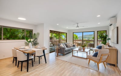 Bright, open living space with seamless indoor-outdoor flow and stunning views, perfect for entertaining and relaxation.