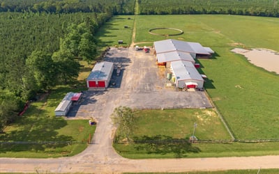 Spacious 20-acre property featuring multiple outbuildings, extensive land for farming, and scenic views.