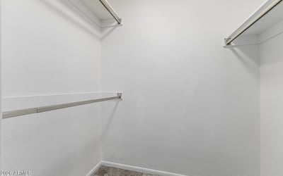 Generous walk-in closet with organized hanging space. This Sun City home includes practical storage and well-designed interiors.