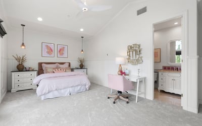 Bedroom 4-Spacious bedroom with soft carpeting, modern fixtures, and a dedicated workspace offering delightful natural light.