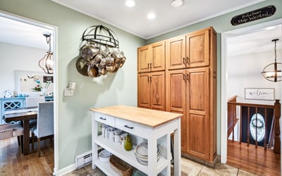 Kitchen with floating island.