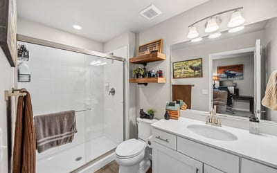 Jr Suite in basement with attached bathroom.