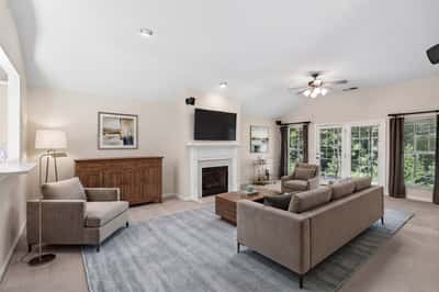 Large living room with fireplace (virtually staged)