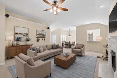 Large living room with fireplace (virtually staged)