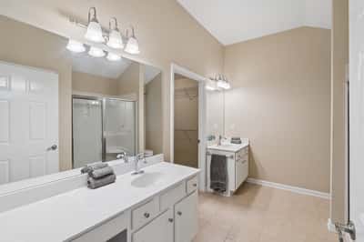Primary suite bath with double vanity
