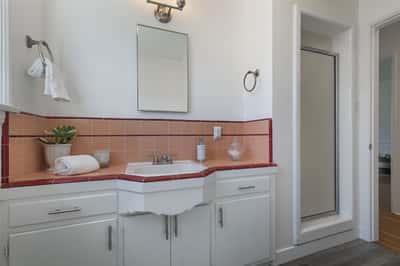 Large bathroom with separate tub and shower