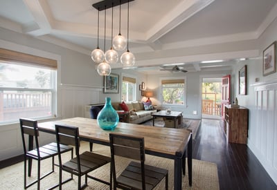 Dining area flows from kitchen into living room. Open floor plan.