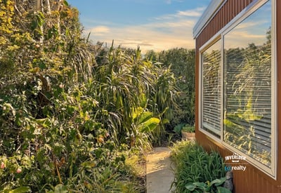 Discover a vibrant garden pathway leading to a bright and inviting home filled with natural light.