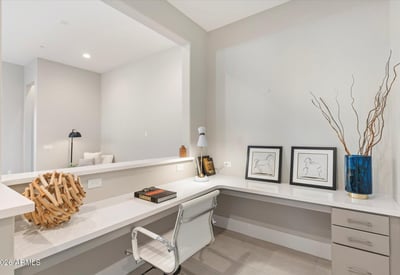Modern office station offering dedicated desk space and clean lines, perfect for remote professionals or creative use.