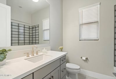 Modern guest bathroom offering sleek finishes, updated vanity, and a clean, contemporary design for everyday comfort.