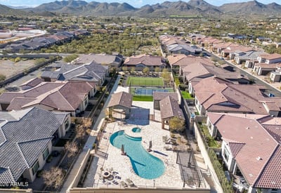 Resort-inspired community pool and spa area designed for relaxation, socializing, and enjoying sunny Cave Creek days.