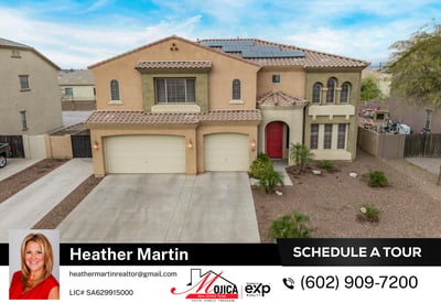 Broad aerial view emphasizes the home s Mediterranean-inspired design, solar panel system, and spacious lot. The landscaped front yard and generous driveway complete this Glendale property s strong first impression.