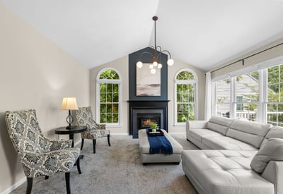 Gorgeous Family Room with Cathedral Ceilings