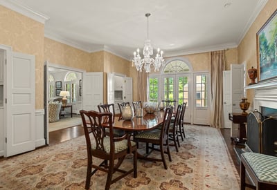 Beautiful formal dining room with a wet bar and dry bar