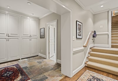 Basement - back stairwell and pool bathroom