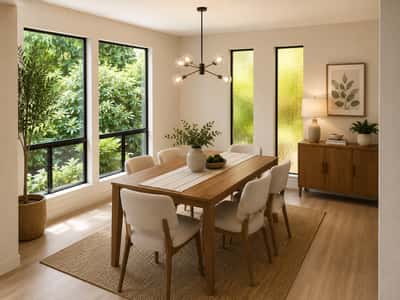 The formal dining room is adjacent to the kitchen.