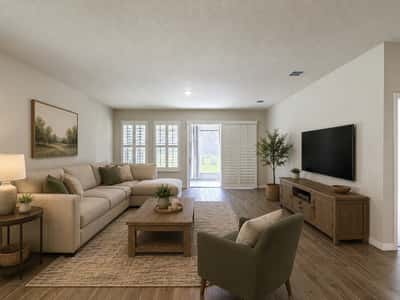 This spacious living area features natural light, modern furnishings, and a seamless indoor-outdoor flow.