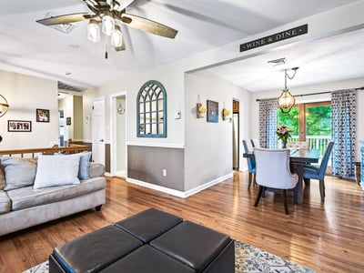 Inviting open-concept living-dining room.