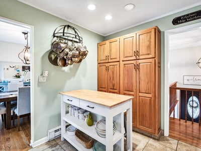 Kitchen with floating island.