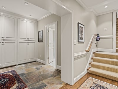 Basement - back stairwell and pool bathroom