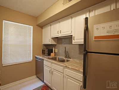 Modern kitchen featuring stainless steel appliances and ample cabinet space, perfect for culinary enthusiasts.