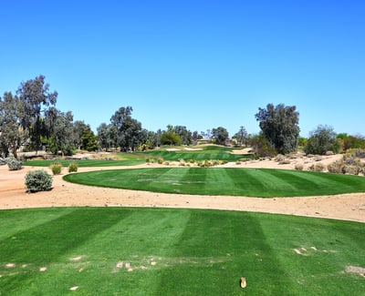 Expansive fairway with desert landscaping and mature trees. This Phoenix golf course community provides beautiful surroundings and recreational opportunities.