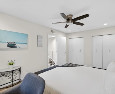 Inviting Scottsdale primary bedroom with dual closets, contemporary finishes, and spacious layout designed for comfort and organization.