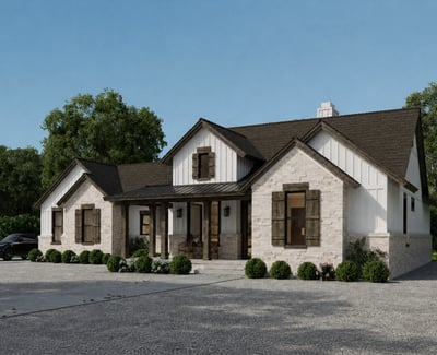 Spacious single-story home featuring a welcoming porch, modern finishes, and ample outdoor space for relaxation.