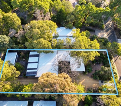 Spacious property surrounded by lush greenery, offering privacy and potential for creative landscaping and development.