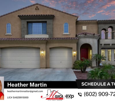 The wide driveway and three-car garage provide exceptional parking and storage space. This Glendale home combines practical upgrades like an RV gate with clean desert landscaping for effortless curb appeal.