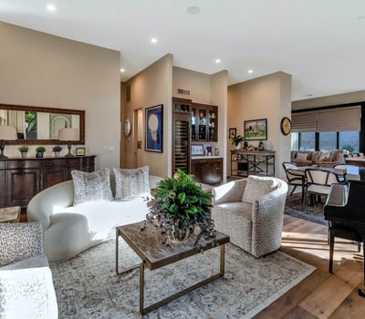 Sleek kitchen with expansive counters, rich cabinetry, and functional layout designed for everyday living and entertaining in Phoenix.