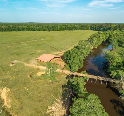 Spacious acreage with a scenic river and outbuilding, perfect for recreational or agricultural opportunities.