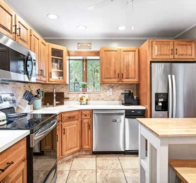 Warm and inviting kitchen.