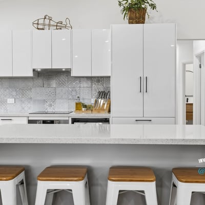 Modern kitchen featuring sleek cabinetry, a spacious island, and contemporary finishes perfect for entertaining.