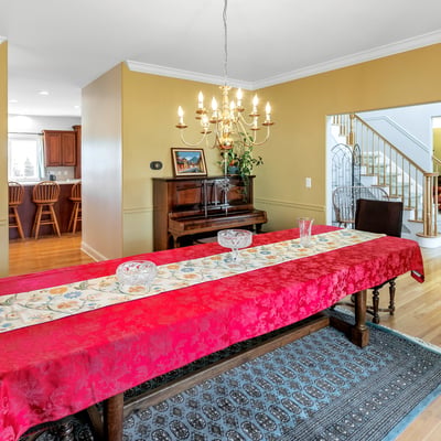 The spacious Dining Room accommodates a 10-foot table.
