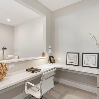 Modern office station offering dedicated desk space and clean lines, perfect for remote professionals or creative use.