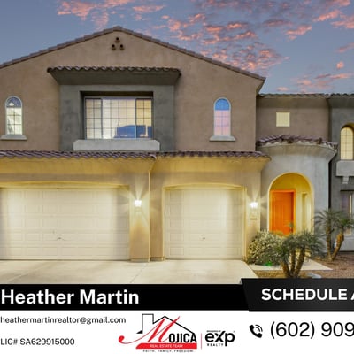 This stunning twilight photo showcases the inviting entry, expansive driveway, and thoughtfully designed fa ade. With energy-efficient features and a private backyard pool, this Glendale home offers the complete package.