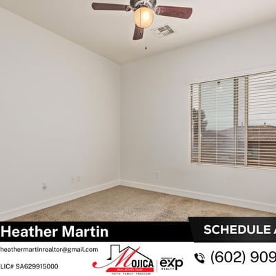This inviting bedroom offers plush carpet and ample window light. Ideal for guests or a home office within this Glendale home featuring pool, loft, and 3-car garage.