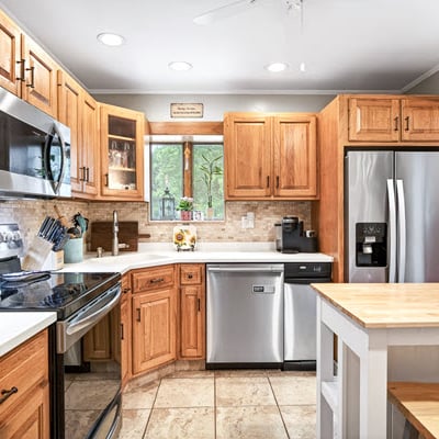 Warm and inviting kitchen.