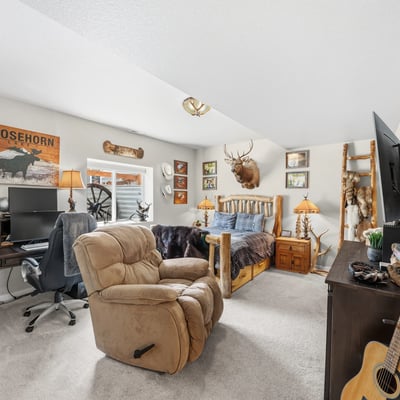 Jr Suite in basement with attached bath.