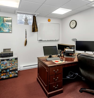 Private lower-level Office: 
Work from home in this well-designed bright and quiet workspace.