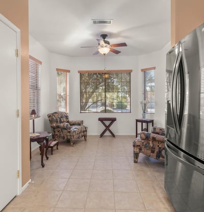 Modern cabinetry and updated appliances combine for a stylish, functional space. This kitchen s layout is perfect for both family meals and entertaining.