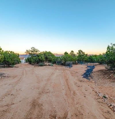 This long private drive provides a quiet approach through natural vegetation and gently rolling land, emphasizing the property s privacy and acreage.