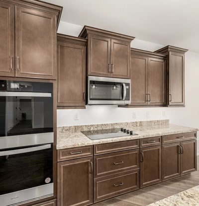 Gourmet kitchen featuring double ovens, sleek cabinetry, and premium finishes. Designed for convenience and elevated cooking experiences.