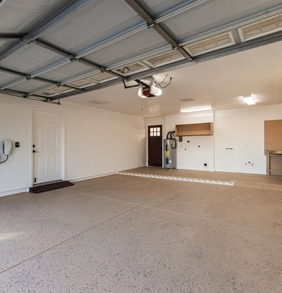 Spacious garage with room for parking, storage, and projects. This Sun City home offers convenience and additional functional space.