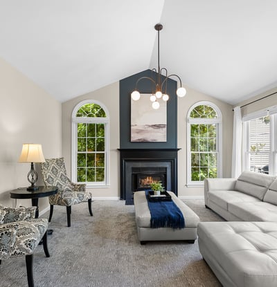 Gorgeous Family Room with Cathedral Ceilings