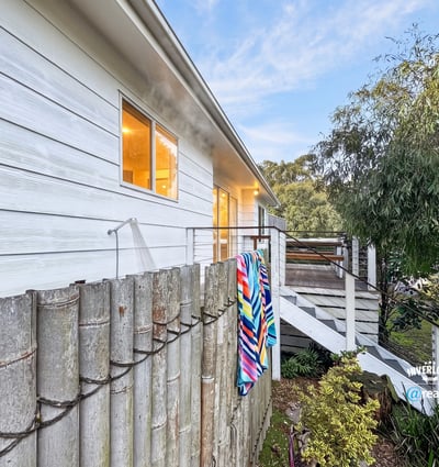 Contemporary home with outdoor space, natural light, and a unique blend of privacy and convenience.