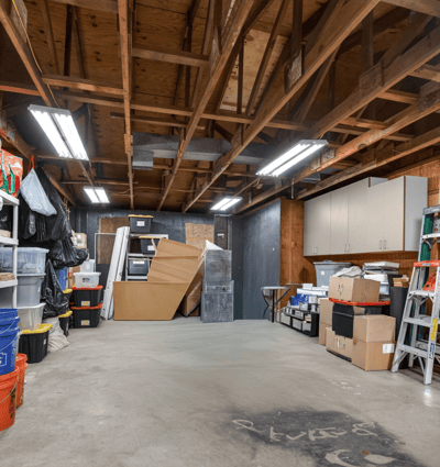 Spacious and versatile garage featuring ample storage solutions and a flexible layout for various projects.